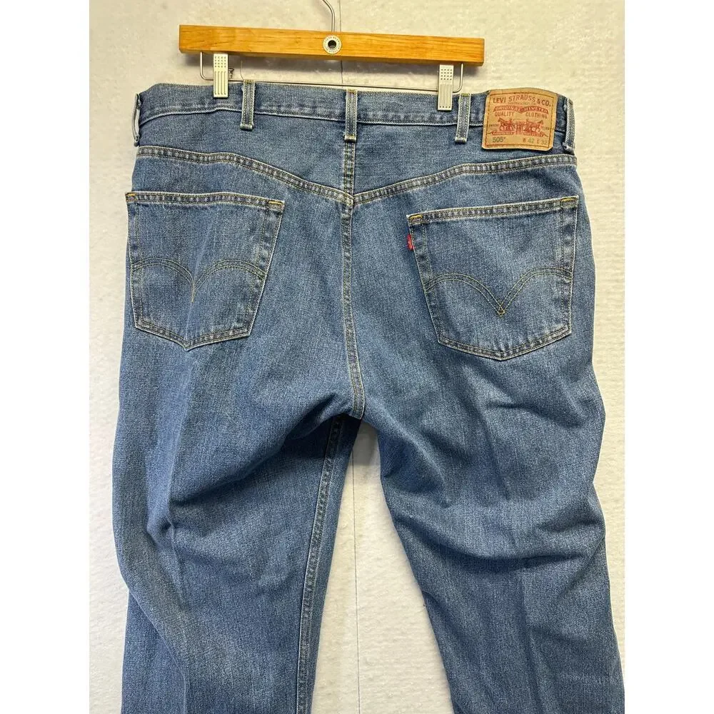 Levis Jeans 505 Jeans‎ Mens 42x32* Regular Fit Blue Denim 2008 EUC